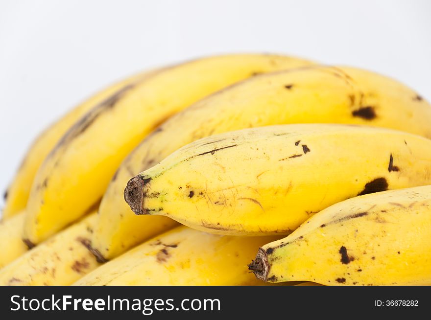 close up banana on white backgound