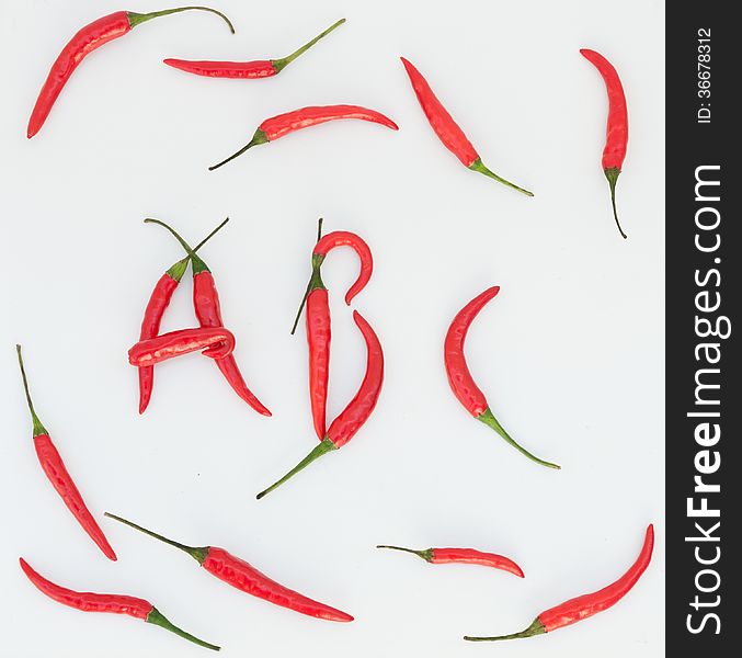 Red hot chilli spelling spelling word ABC, on white background. Red hot chilli spelling spelling word ABC, on white background