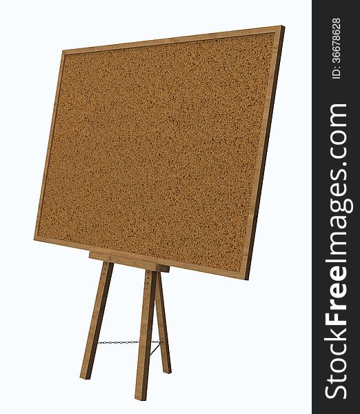 Empty blank cork board with wooden frame on white