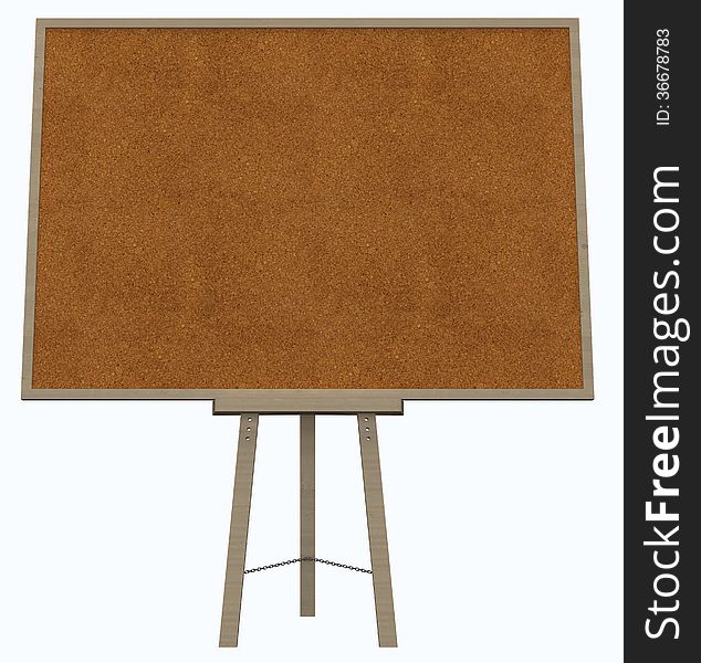 Empty blank cork board with wooden frame on white