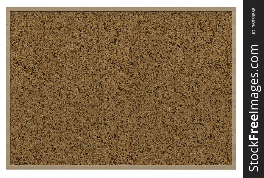 Empty blank cork board with wooden frame on white
