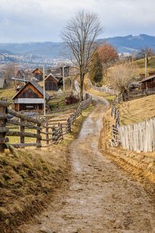 Dirty Road In Carpathian Village Stock Image Dirty Road In Carpathian Village Stock Image