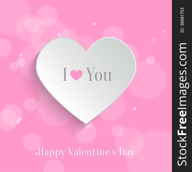 Speech Bubble. White Paper Heart With Shadow On Pink Bokeh Background. Valentine's day Background. Speech Bubble. White Paper Heart With Shadow On Pink Bokeh Background. Valentine's day Background