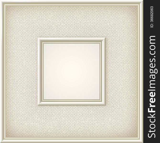 Border square picture or photo white frame on fabric background with canvas texture vector. Border square picture or photo white frame on fabric background with canvas texture vector