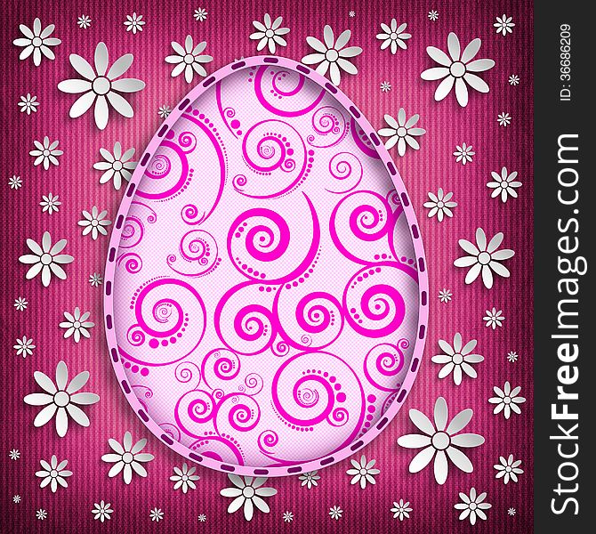 Happy Easter Card - Patterned Background In Pink Colors