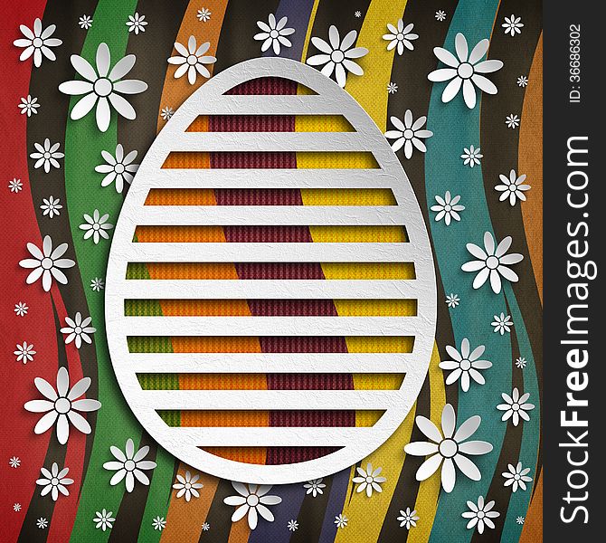 Happy Easter Card - Shape Of Egg On Colored Background