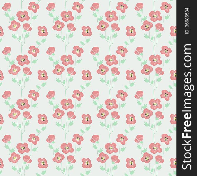 Seamless texture with poppies