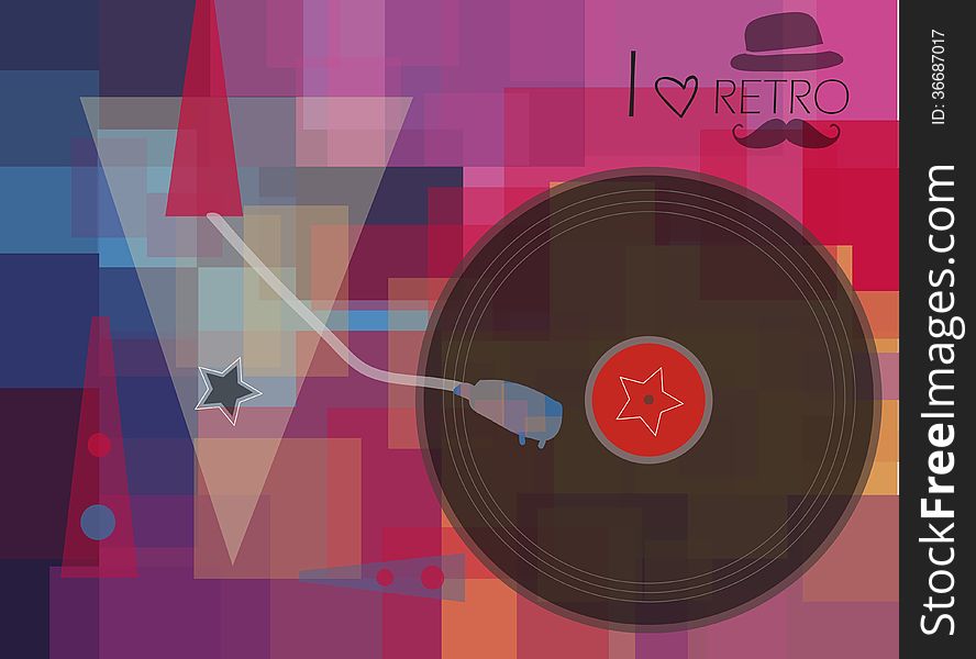 Colorful background with the gramophone