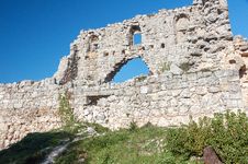 Ruins Of Of An Ancient Fortress On A Plateau Mangup Kale. Ukraine, Crimea Stock Photo
