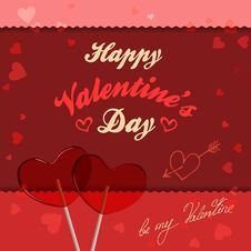 Valentine Card With Lollipops Heart-shaped Royalty Free Stock Images