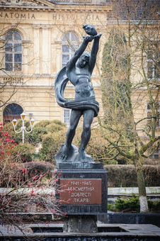 Monument In Honor Of Immortal Valor Of Medics, Lviv, Ukraine Stock Photography