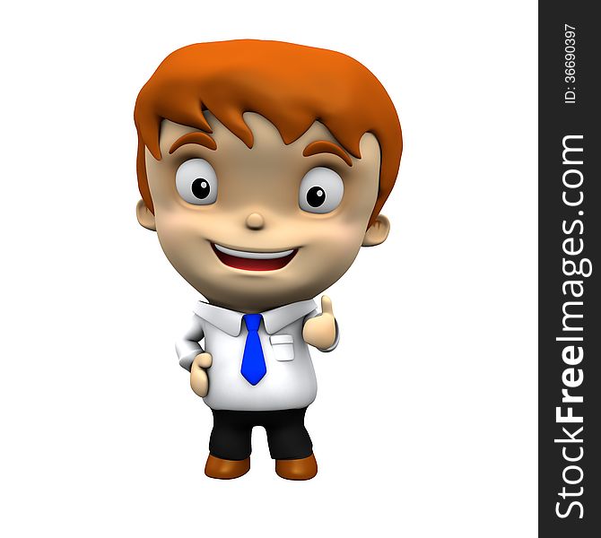 3d render of businessman character giving thumb up. 3d render of businessman character giving thumb up