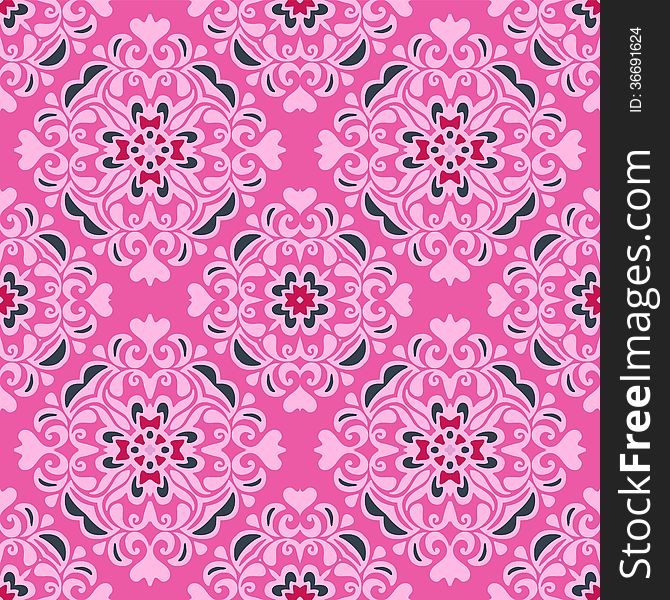 Seamless pattern pink flower vector design