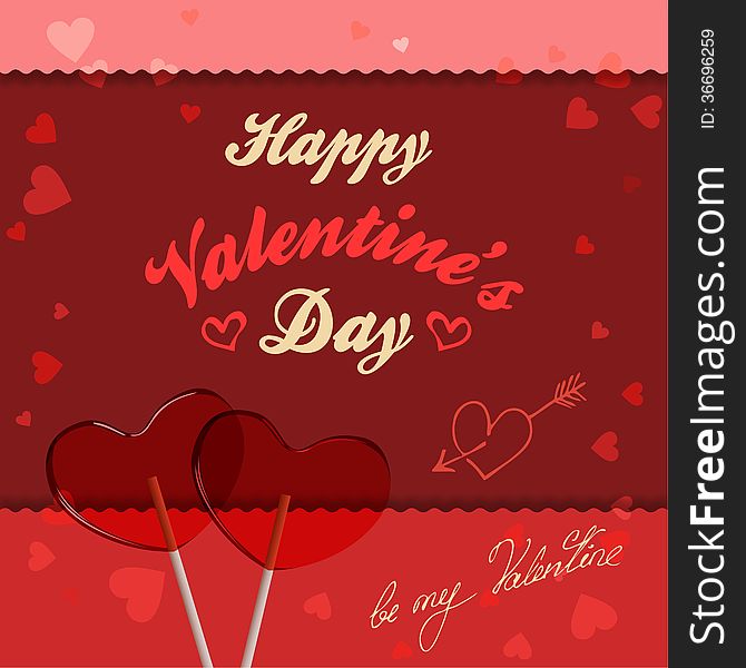 Valentine Card With Lollipops Heart-shaped