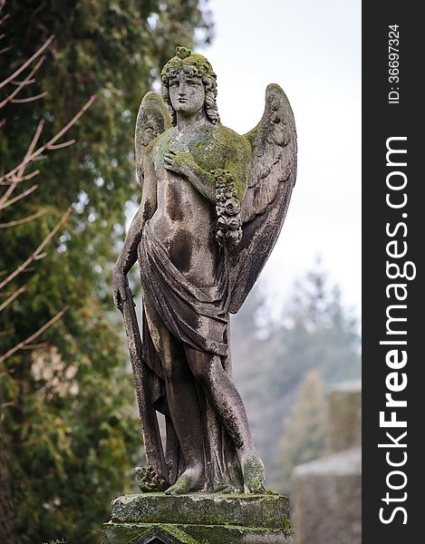 Angel on the grave at Lychakiv cemetery, Lviv, Ukraine. Angel on the grave at Lychakiv cemetery, Lviv, Ukraine