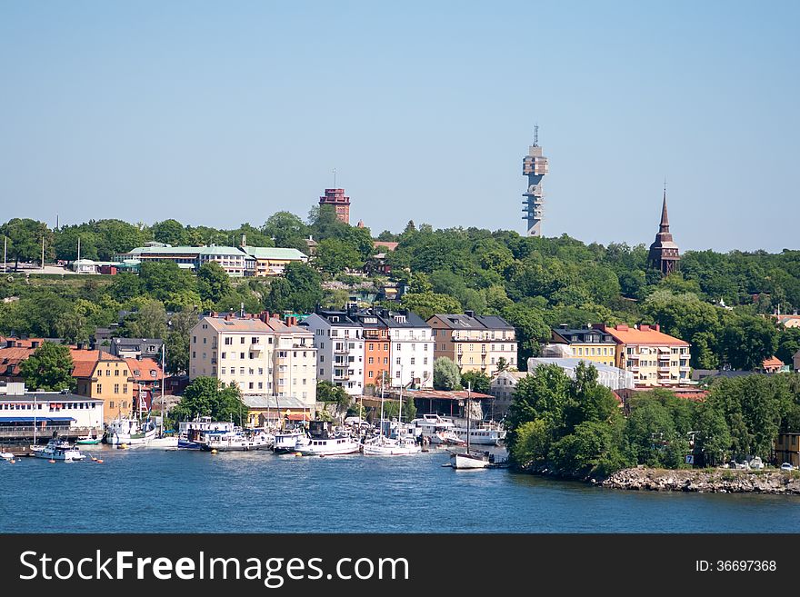 Scenic summer panorama of Stockholm, Sweden. Scenic summer panorama of Stockholm, Sweden