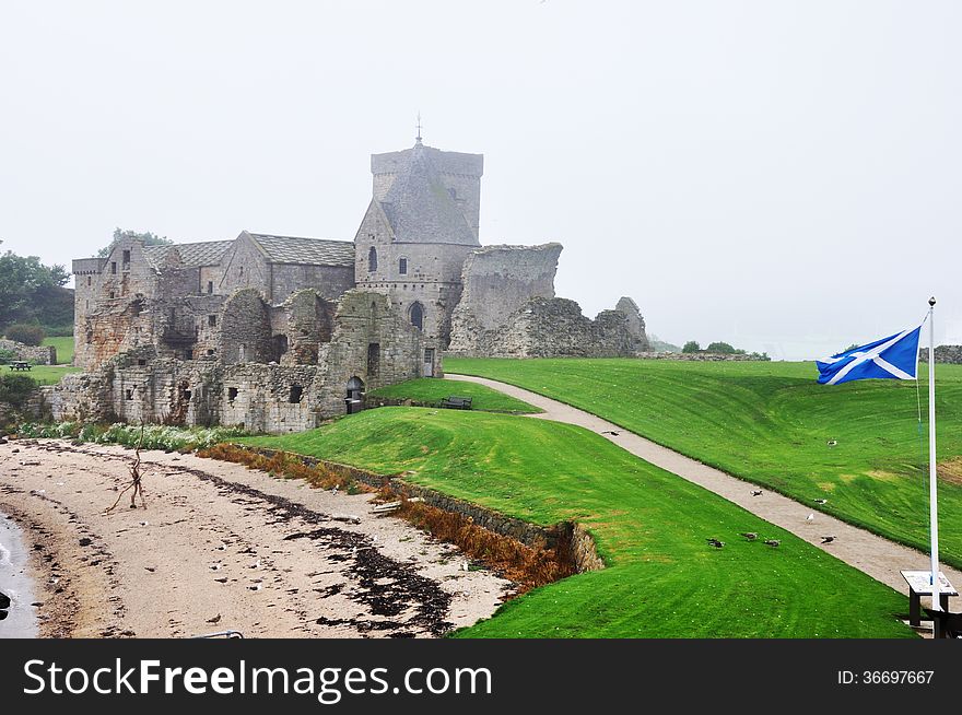 Scotland Inchcolm island abbey landscape. Scotland Inchcolm island abbey landscape