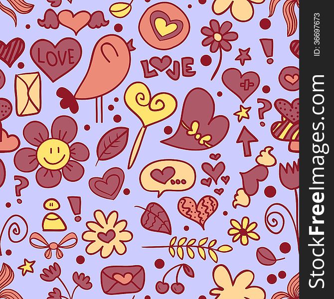 Cute Doodles Seamless Pattern