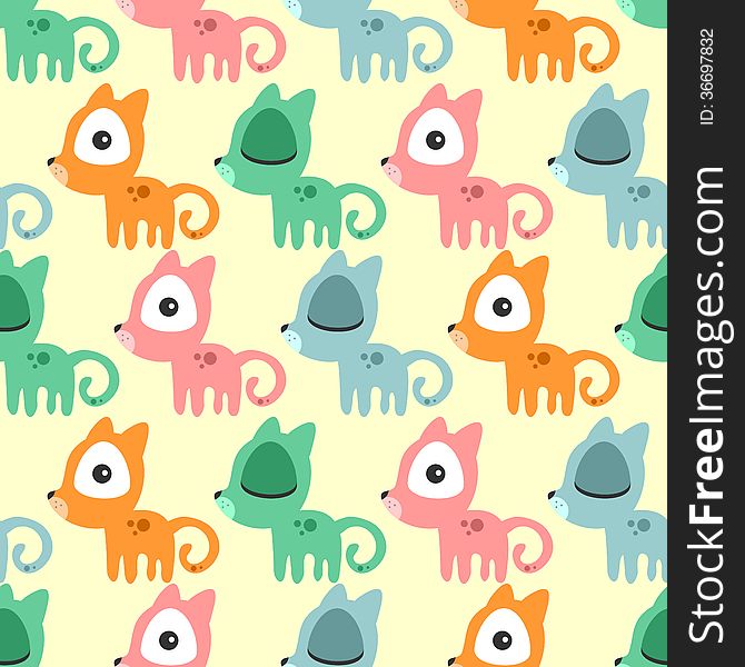 Seamless pattern with cute colorful kittens. Seamless pattern with cute colorful kittens