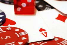 Poker Chips Cards And Dice Background Royalty Free Stock Photos
