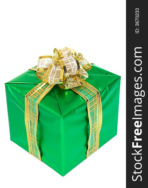 Beautifully packed gift. The white background isolated
