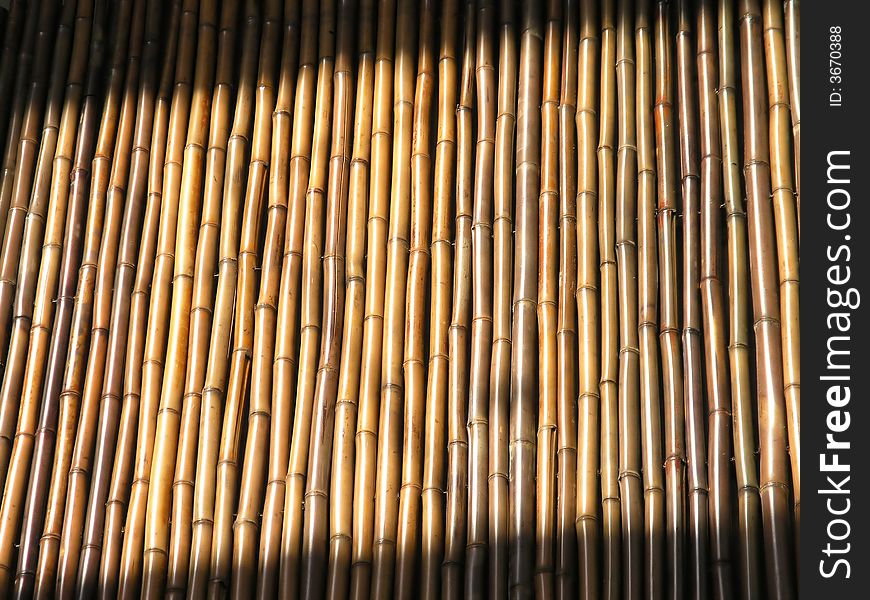Band of light striking Bamboo mat
