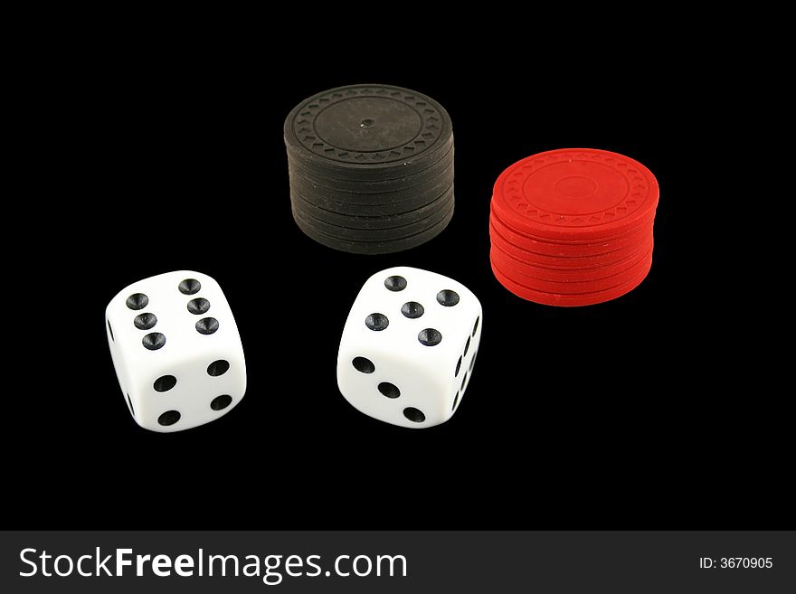 Seven Eleven dice isolated on black background. Seven Eleven dice isolated on black background