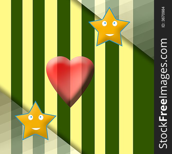 Heart And Stars Background Design