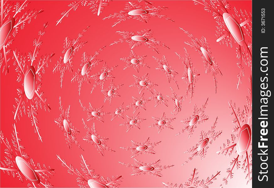 Illustration of red flakes, abstract, Christmas