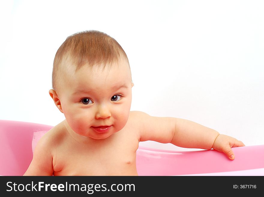 Photo of sweet baby girl on white background. Photo of sweet baby girl on white background