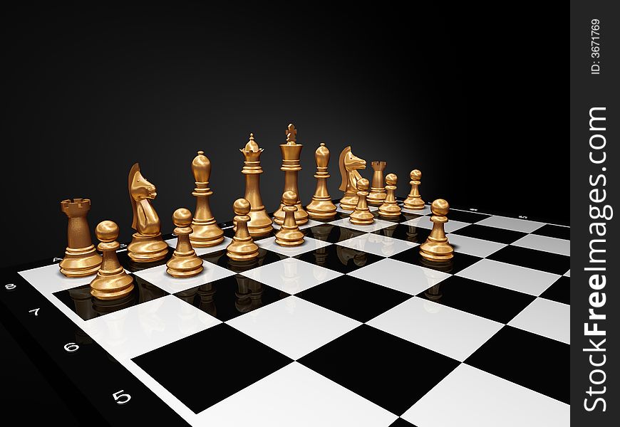 Composition with chesspieces on chessboard