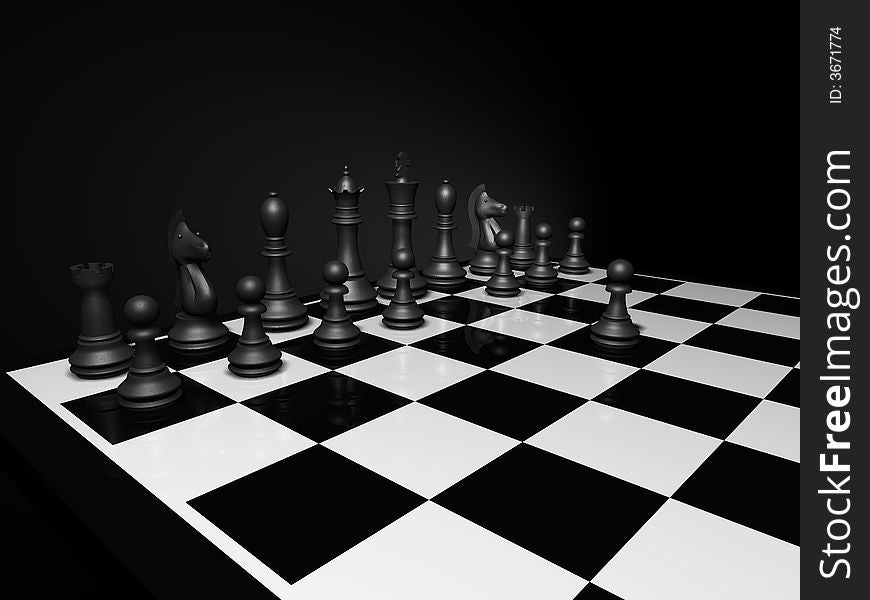 Composition with chesspieces on chessboard
