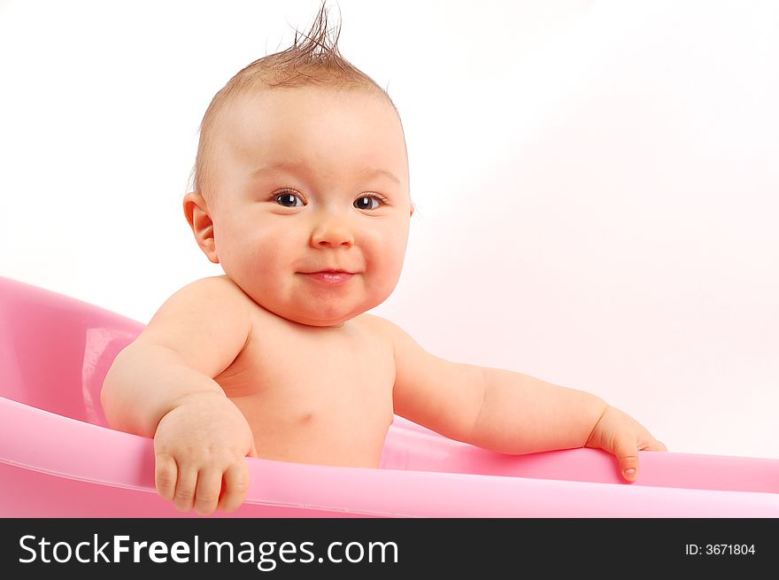 Photo of sweet baby girl on white background. Photo of sweet baby girl on white background