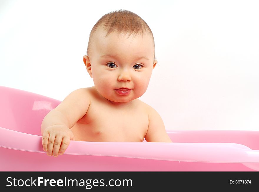 Photo of sweet baby girl on white background. Photo of sweet baby girl on white background