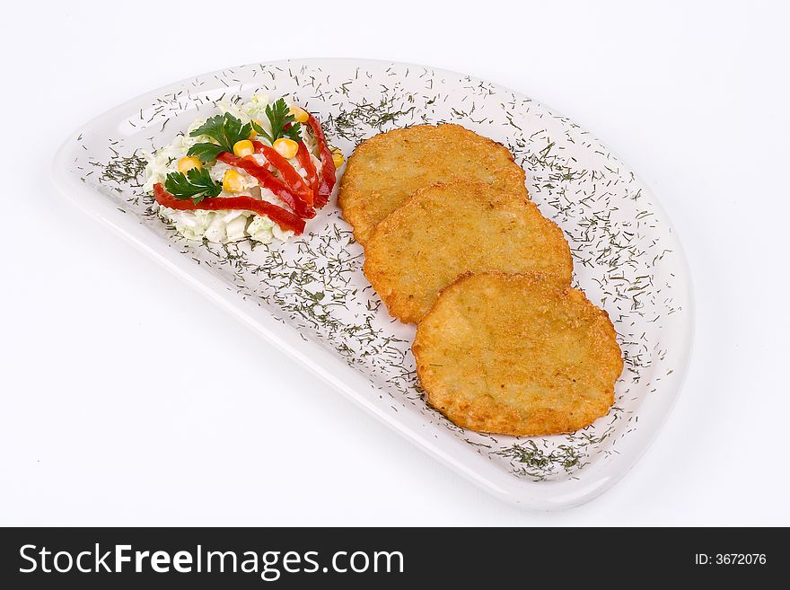 Potato Pancake / Griddle Cake on plate isolated