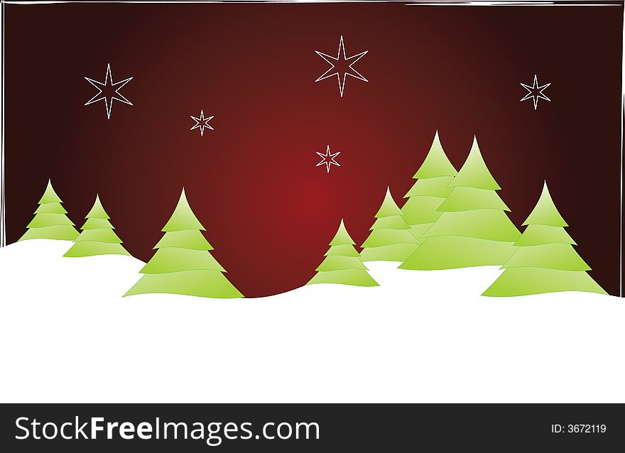Christmas tree illustration with stars