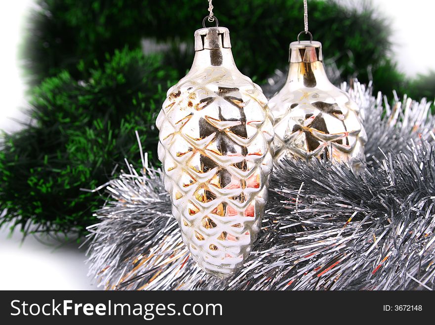 Christmas balls on a white background