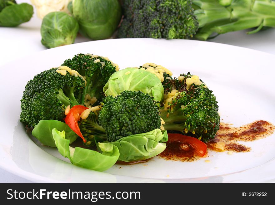 Lightly cooked broccoli pieces with a touch of butter