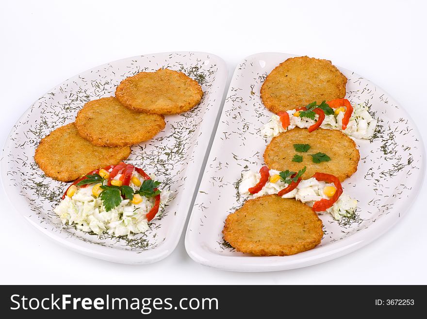 Potato Pancake / Griddle Cake on plate isolated