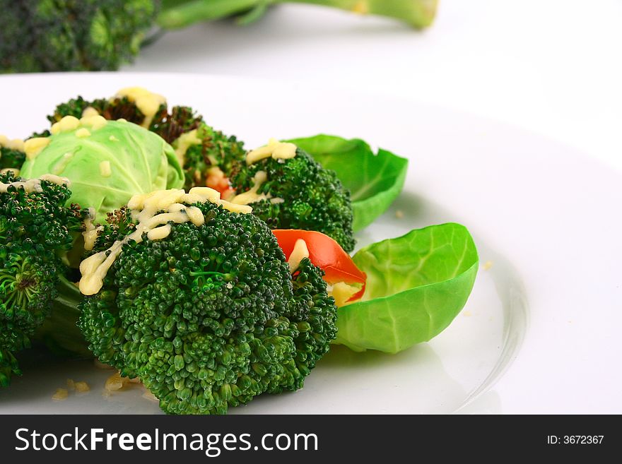 Lightly cooked broccoli pieces with a touch of butter