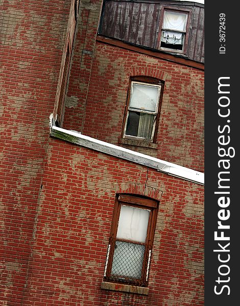 Stock image of old brick building and windows. Stock image of old brick building and windows
