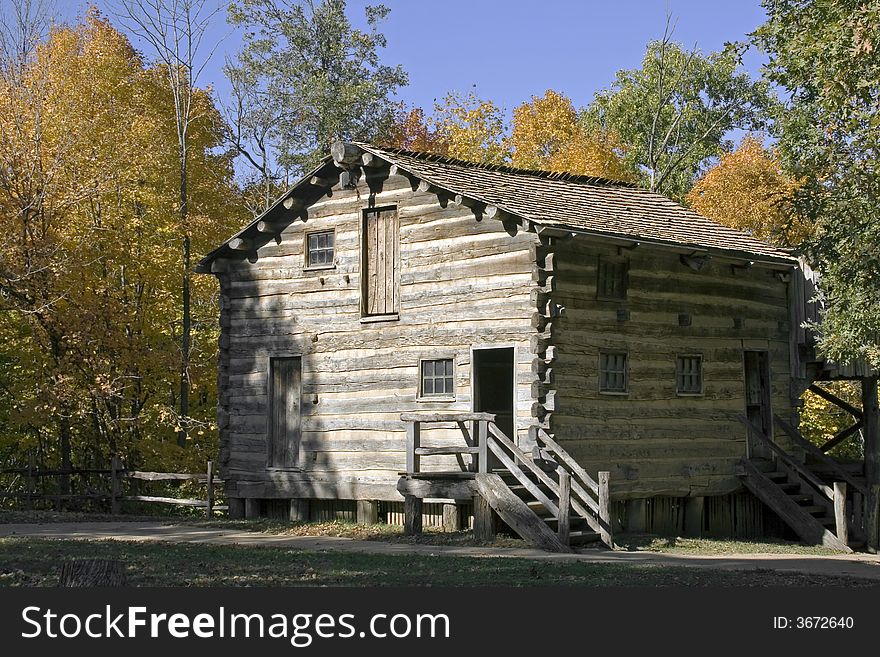 Replica of a carding mill and wool house located in new salem village illinois