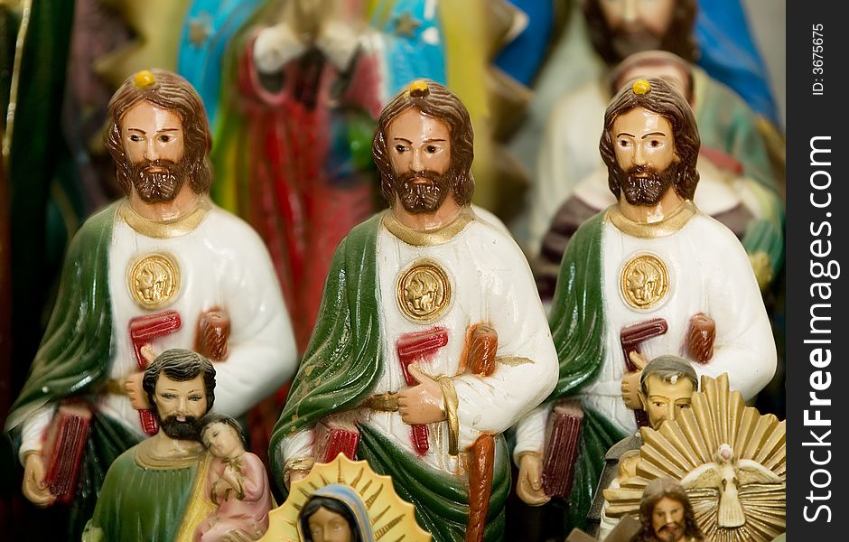 Three statues of jesus Christ on a Catholic altar. Three statues of jesus Christ on a Catholic altar.
