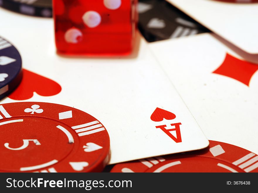 Poker Chips Cards and Dice Background