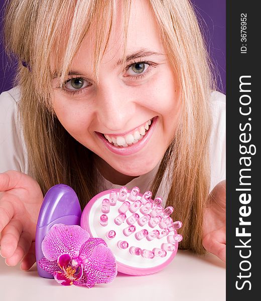 Smiling Woman With Orchid