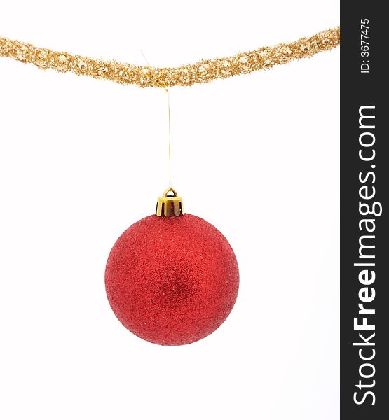 A christmas ball over a white background