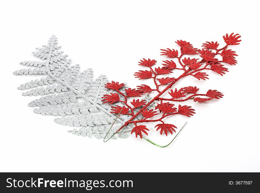 A christmas decoration over a white background