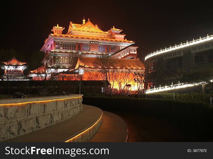Night lighting temple in beijing