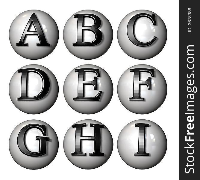 Symbol Ball with letters as Icon with reflection in a comic style. Symbol Ball with letters as Icon with reflection in a comic style