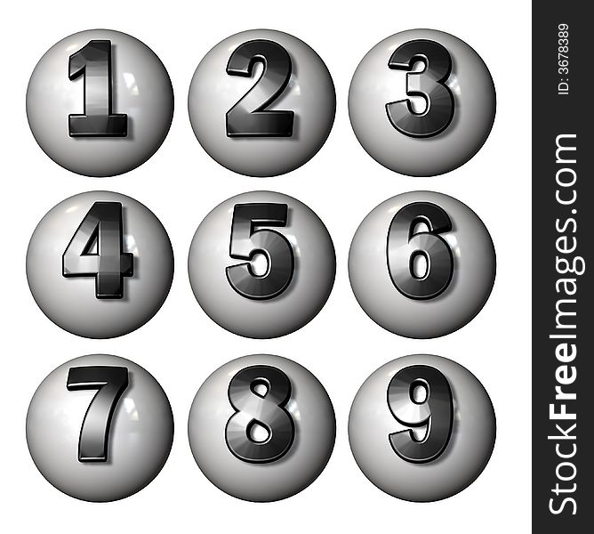 Symbol Ball with numbers as Icon with reflection in a comic style. Symbol Ball with numbers as Icon with reflection in a comic style